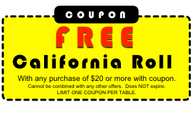 coupon for a free california roll
