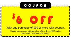 coupon for a six dollars off your bill